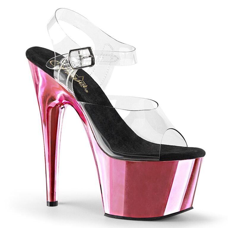 Pink chrome Pleaser platform heel